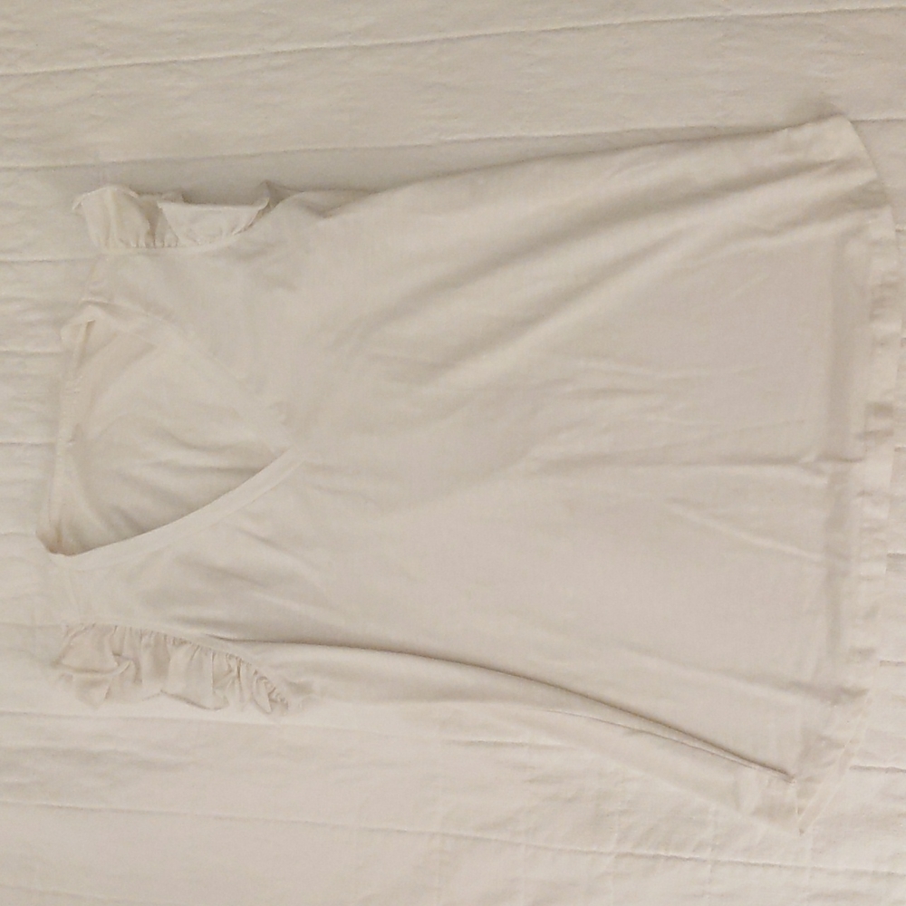 White Amazon ruffle sleeve top
